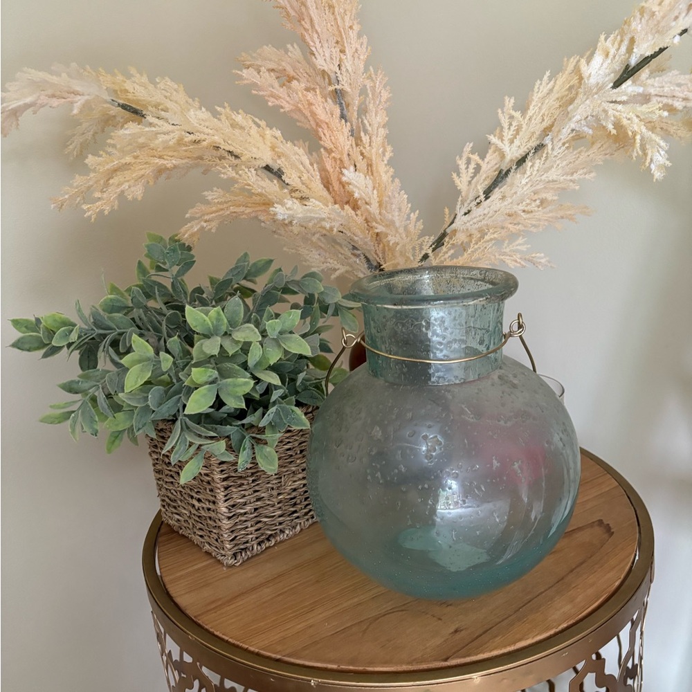 Sea green bubble glass vase